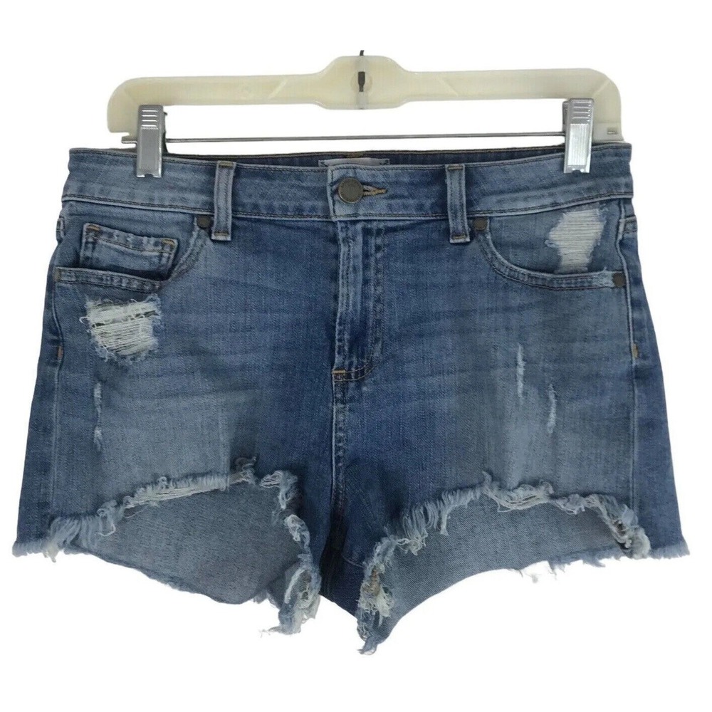 Paige Women's Shorts Denim Daryn Size 28 Shortie Blue Destructed Mid Rise